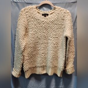 Banana Republic Cream Ivory Sweater Women Size M Italian Yarn Thick Knit Cottage